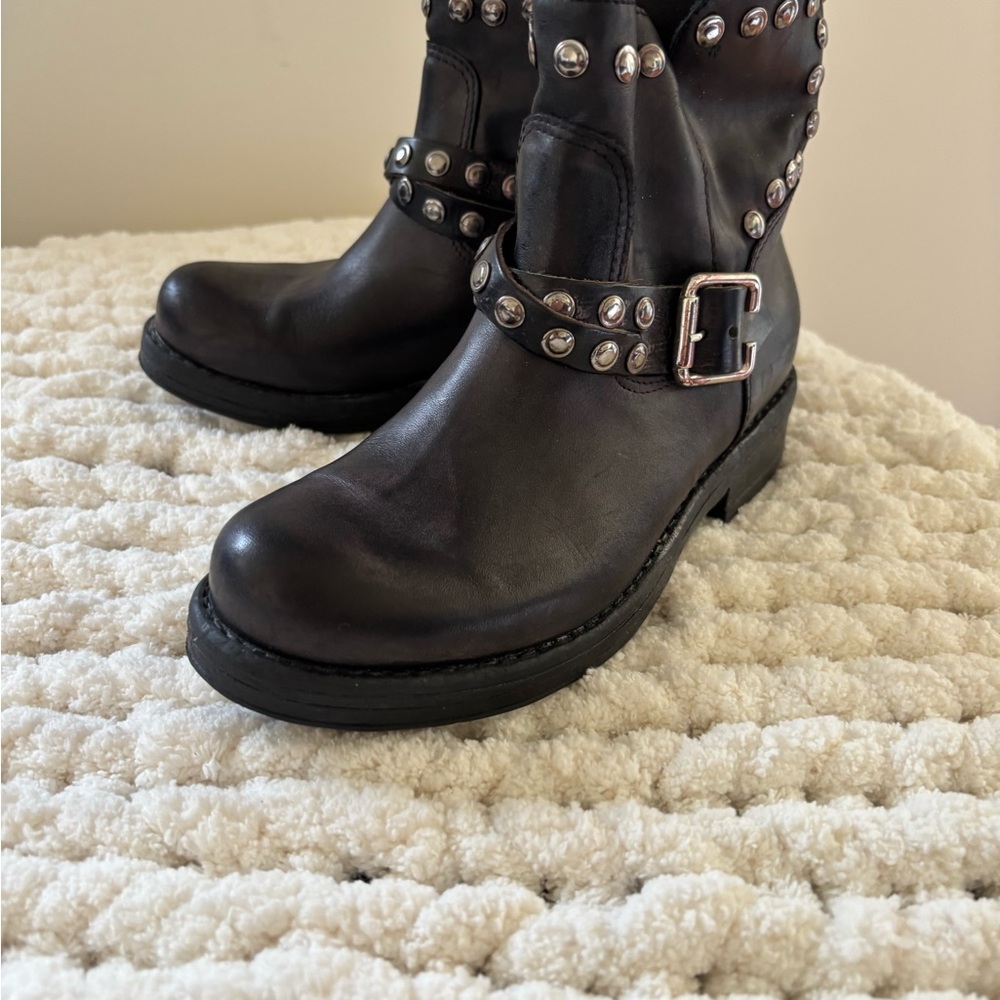 Studded Black Leather Boots